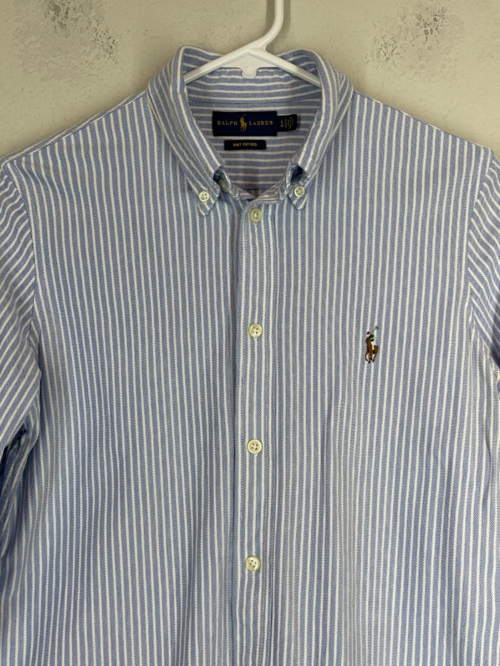 Ralph Lauren Knit Oxford Shirt Women's L Button Down Striped - Picture 2 of 11